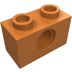 3700-150 Technic, steen 1x2 met gat caramel, midden NIEUW *