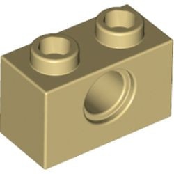 3700-2G Technic, steen 1x2 met gat crème gebruikt *1D052