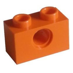 3700-4G Technic, steen 1x2 met gat oranje gebruikt *1D052