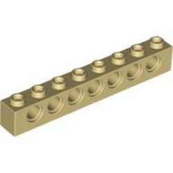 3702-2 Technic, steen 1x8 met 7 gaten crème NIEUW *