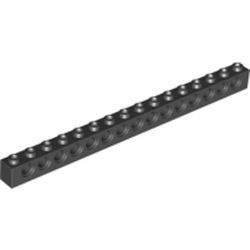 3703-11 Technic, steen 1x16 met 15 gaten zwart NIEUW *