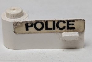 3822pb025-1G Autodeur 1x3x1 met wijde 'Police' sticker, links (Set 621) wit gebruikt *5S010