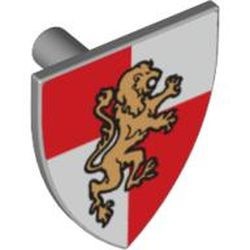 3846pb027-86 Schild driehoekig wit/rode blokken gouden leeuw grijs, licht (blauwachtig) NIEUW *0L0000