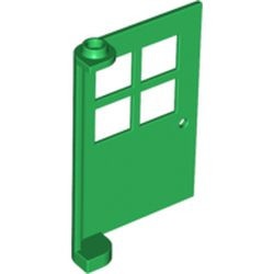 3861-6 Deur 1x4x5 met 4 raampjes- geen frame nodig groen NIEUW *1B275