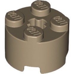 3941-69 Steen, rond 2x2 crème,donker NIEUW *