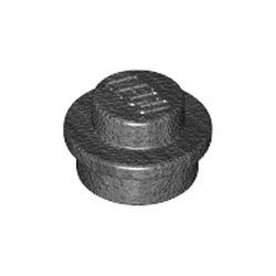 4073-77 Platte plaat 1x1 rond grijs, donkerparel NIEUW *1B207