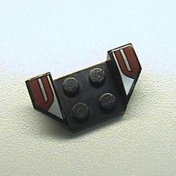 41854pb11-11G Plaat 2x4 met spatbord verhoogde vleugels met rode en zilveren strepen zwart gebruikt *5S049