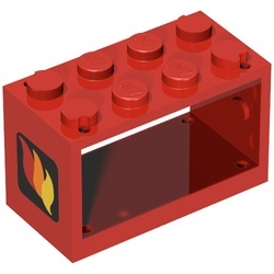 4209p01-5G Slangenrolhouder zonder drum 2x4x2 met brandweer logo patroon rood gebruikt *