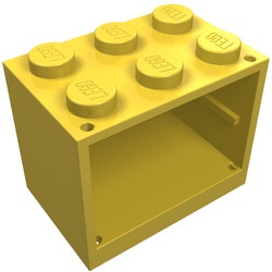 4532a-3G Kastje klein 2x3x2 DICHTE noppen (zie 4533 voor deur) geel gebruikt *5K000