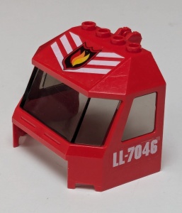 45406pb004-5Gb Ruit 4x6x4 met Fire Logo Badge MET trans. Bruin glas (PAKKETZENDING) rood gebruikt *5S077
