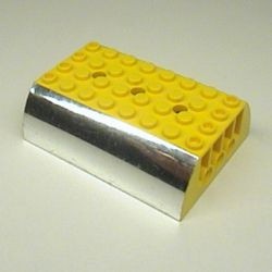 45411pb01-3G Dakpan 8x6x2 dubbel met chrome zilveren zijkanten geel gebruikt *5S039