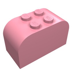 4744-23G Steen 2x4 afgerond boven met 4 noppen bovenop roze (klassiek) gebruikt *0K0000