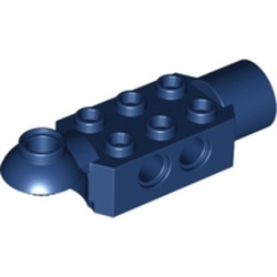 47454-63G Technic, steen 2x3 met pingaten en rotatie ball half horizontaal en rotatie socket blauw, donker gebruikt *