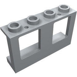 4863-86G Raam 1x4x2 paneel- 2x2 gaatjes onderin- glas:4862 (2 nodig) grijs, licht (blauwachtig) gebruikt *1C038