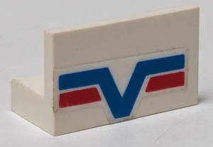 4865pb007-1G Paneel 1x2x1 Blauwe V en twee rode lijnen (set 6614) wit gebruikt *0D0000