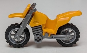 50860c07-110 Motorfiets met zilveren basis en wielen oranje, lichthelder NIEUW *5D0000
