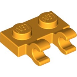 60470-110 Platte plaat 1x2 met TWEE horizontale clips oranje, lichthelder NIEUW *1B291