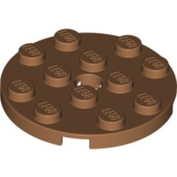 60474-150 Platte plaat 4x4 rond caramel, midden NIEUW *1B210