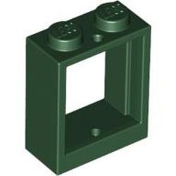 60592c01-80G Raam 1x2x2- vlak (NIEUWE stijl) MET TRANSPARANT GLAS groen, donker gebruikt *1C041