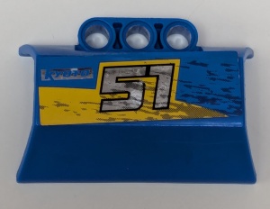 61069pb011R-7G Technic motorblok- half Zilver '51' and 'KYOTO' RECHTS (Sticker) - Set 8494 blauw gebruikt *5S070