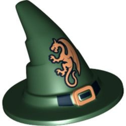 6131pb03-80 Tovenaarshoed met gouden draak groen, donker NIEUW *0L0000