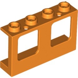 61345-4 Raam 1x4x2 paneel- 2 gaatjes onderin- glas:60601 (2 nodig) oranje NIEUW *1B280
