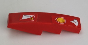 61678pb070R-5G Dakpan gebogen 1x4 met Shell, ferrari en Scuderia logo's RECHTS (Sticker) rood gebruikt *5R000