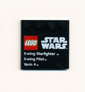 6179pb047-11G Tegel 4x4 met noppen zijkant met Star Wars Logo, 'X-wing Starfighter' etc. (Sticker) zwart gebruikt *5T11-03