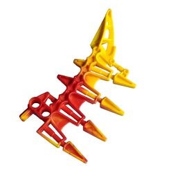 61807pb02-5G Bionicle Wapen met 4 stekels, Marbled geel patroon rood gebruikt * - Img 2