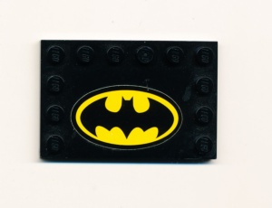 6180pb011-11G Tegel 4x6 met noppen zijkant Batman Logo (Sticker) zwart gebruikt *5T10-01