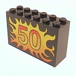 6213pb09-11G Steen 2x6x3 met getal 50 in vlammen zwart gebruikt *5V000