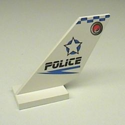 6239px1-1G Staart op plaat 2x3 POLICE wit gebruikt *