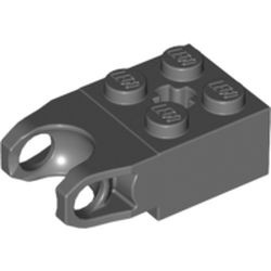 62712-85G Technic, steen 2x2 met asgat en vingers aan uiteinde grijs, donker (blauwachtig) gebruikt *