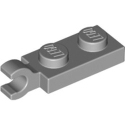 63868-86 Platte plaat 1x2 HORIZONTALE clip korte einde (in verlengde) grijs, licht (blauwachtig) NIEUW *1B290