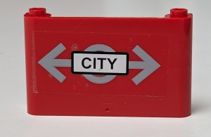 64453pb005-5G Ruit plat 1x6x3 met trein en CITY logo (Sticker) rood gebruikt *5S001