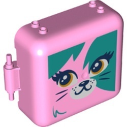 64462pb03-105 Box 3x8x6 2/3 halve met kat (PAKKETPOST) roze, helder NIEUW *5K000