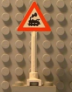 649pb06a-1G Verkeersbord- Onbewaakte spoorwegovergang trein MET RAAM STAAND wit gebruikt *0D0000
