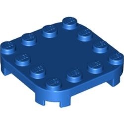 66792-7 Platte plaat 4x4 2 afgeronde hoeken 4 voetjes blauw NIEUW *