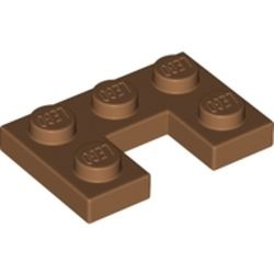 73831-150 Plaat omgekeerd 2x3 met 1 uitgesneden nop midden caramel, midden NIEUW *5D0000