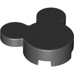 74169-11 Steen, rond 2x2x2/3 geen noppen met 2 tegels rond 1x1 (Mickey) zwart NIEUW *3D000