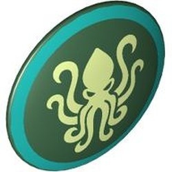 75902pb35-80 Schild rond met octopus groen, donker NIEUW *0L0000