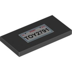 87079pb0007-11 Tegel 2x4 met opdruk nummerplaat TOY2791 zwart NIEUW *0K000