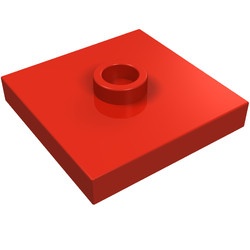 87580-5 Platte plaat 2x2 1 centrale nop rood NIEUW *1B349