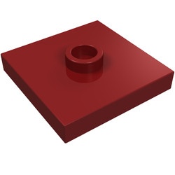 87580-59 Platte plaat 2x2 1 centrale nop rood, donker NIEUW *1B349