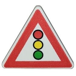 892pb002-1G Verkeersbord- driehoek met clip en stoplicht wit gebruikt *1E009