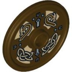 91884pb001-120G Schild rond met nop en ring met knopen bruin, donker gebruikt *0L0000