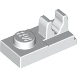 92280-1 Platte plaat 1x2 met clip OP plaat wit NIEUW *1B292