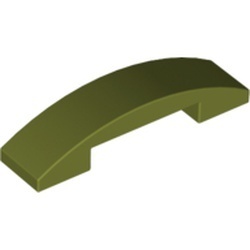 93273-155G Dakpan gebogen 1x4 DUBBEL geen noppen bovenop groen, olijf gebruikt *1D037