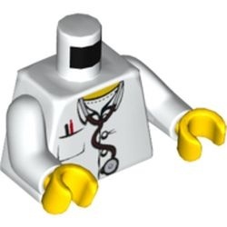 973pb0408c01-1 Torso, ziekenhuis, stethoscoop pen en thermometer wit NIEUW *0B0000