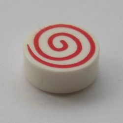 98138pb013-1 Tegel 1x1 ROND rode spiraal wit NIEUW *0L0000